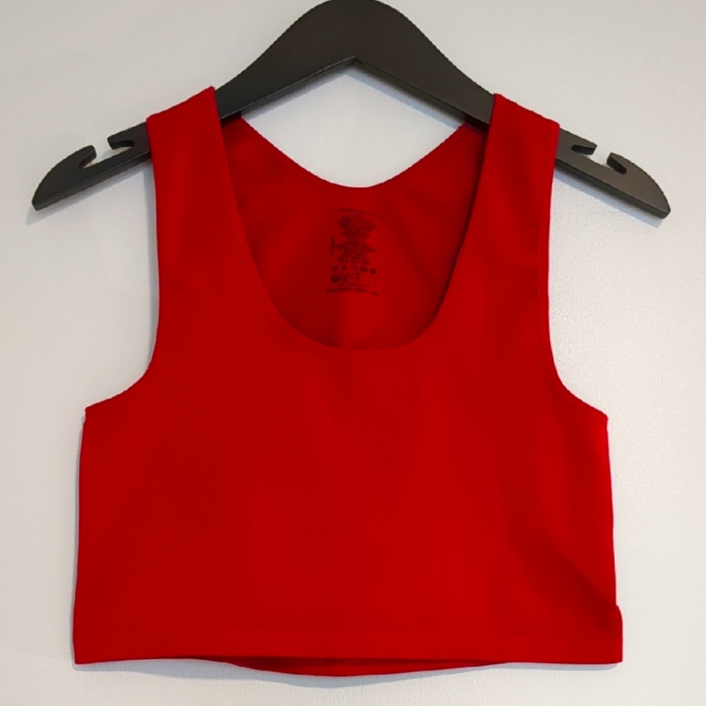 Anthropologie NWOT Red Hot Cropped Racerback Pullover Tank Top Sports Bra L/XL